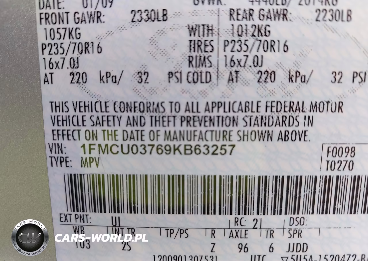 2009 Ford Escape Xlt VIN:1FMCU03769KB63257 - 9