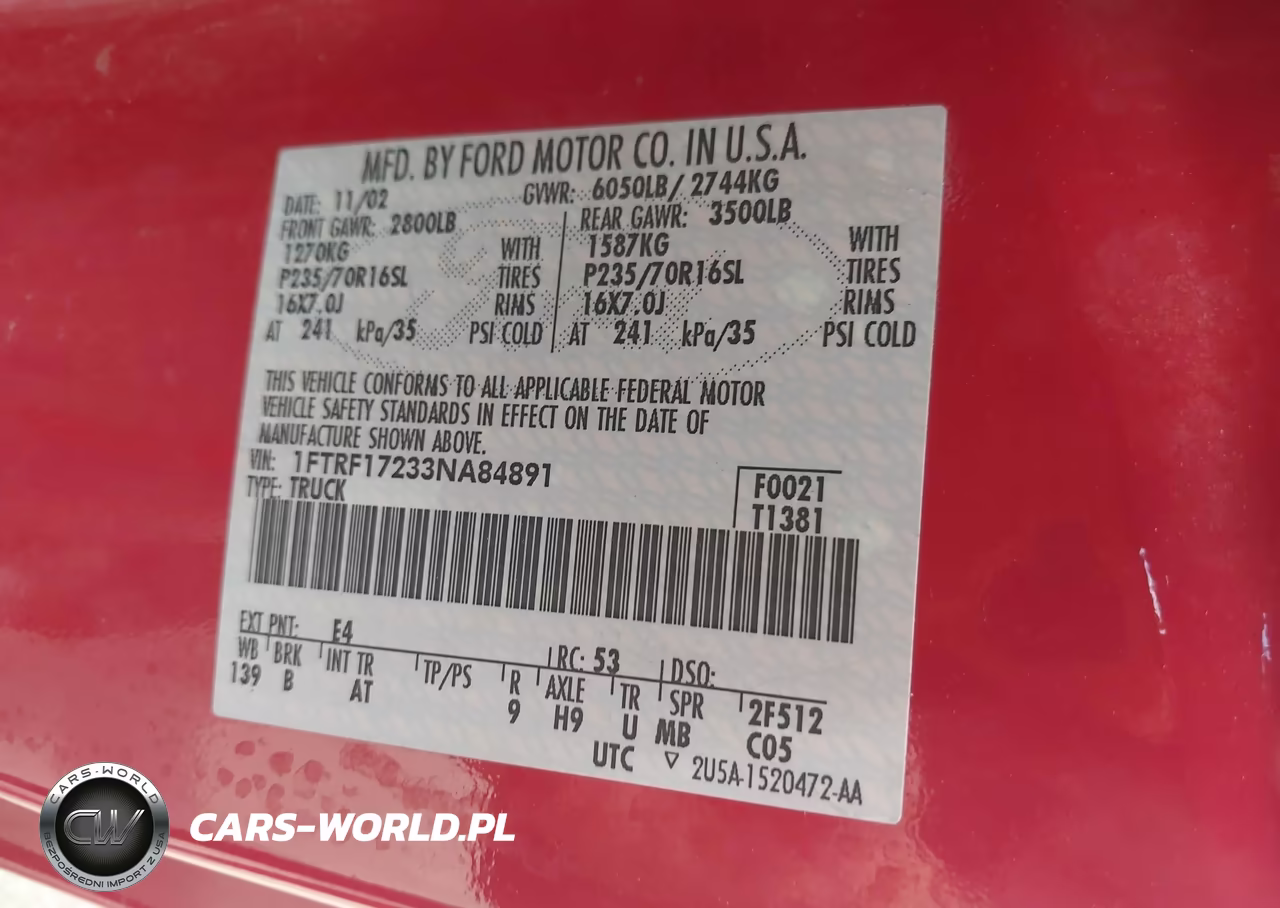 2003 Ford F-150 Xl-Xlt VIN:1FTRF17233NA84891 - 9