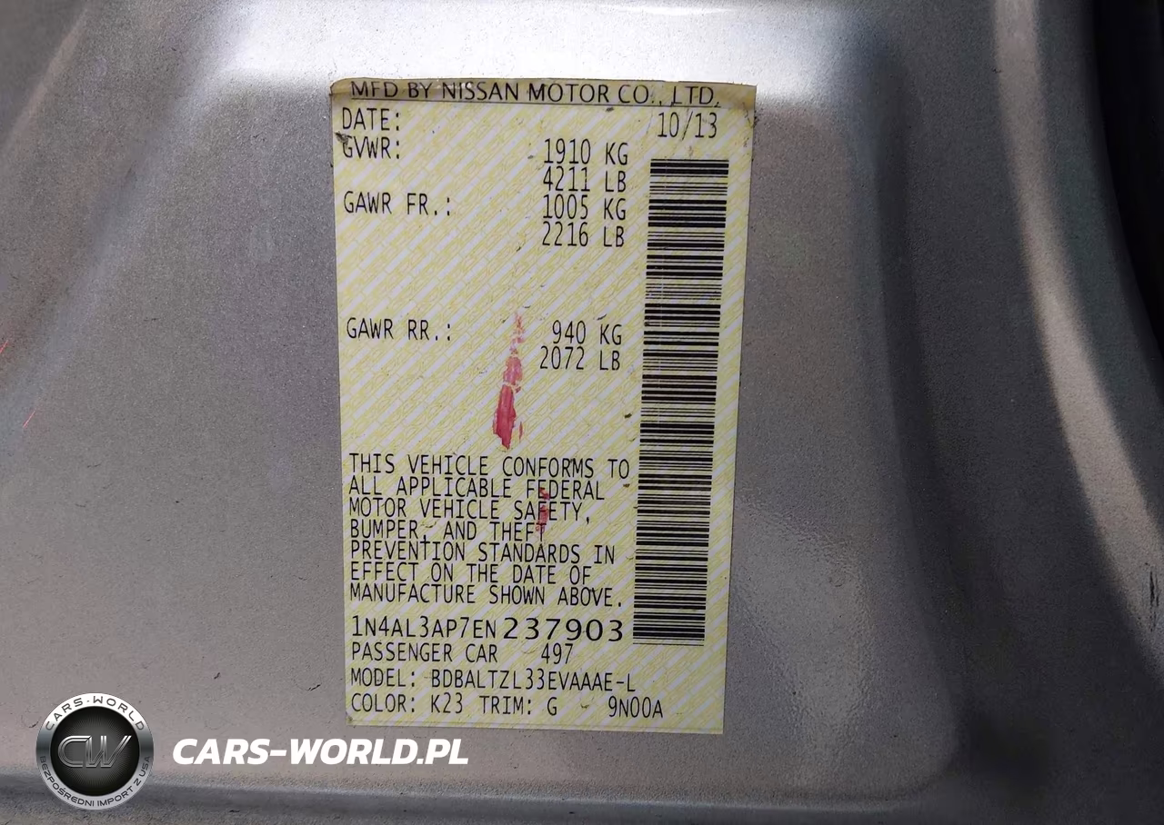 2014 Nissan Altima 2.5 Sv VIN:1N4AL3AP7EN237903 - 9