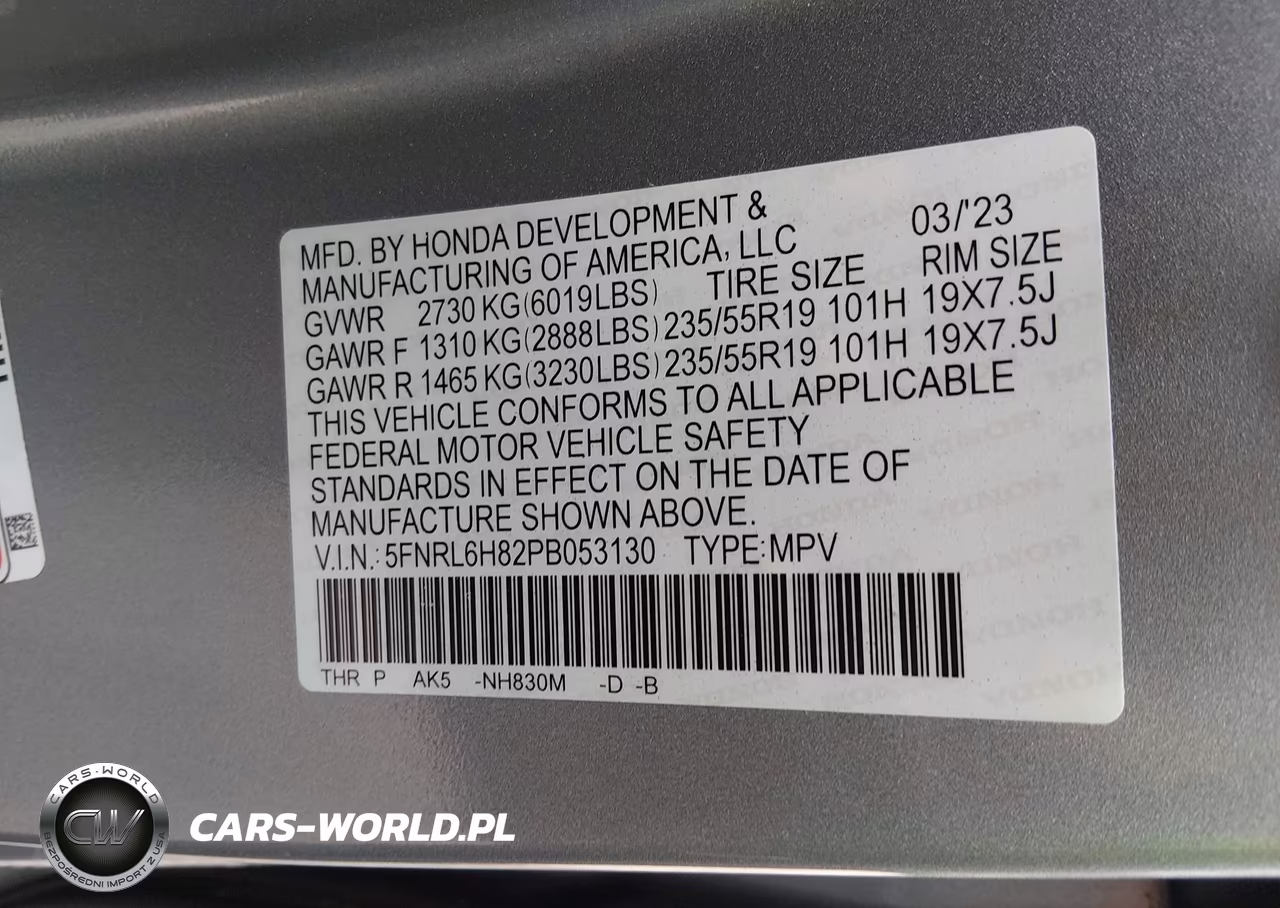 2023 Honda Odyssey Touring VIN:5FNRL6H82PB053130 - 9