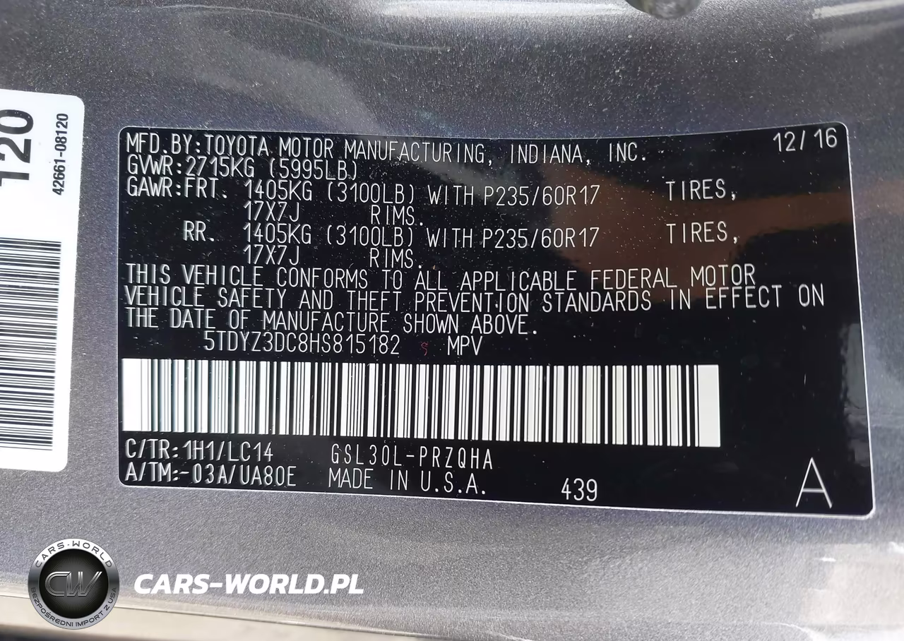 2017 Toyota Sienna Xle 8 Passenger VIN:5TDYZ3DC8HS815182 - 9