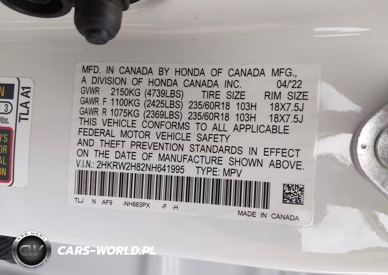 2022 Honda Cr-V Awd Ex-L VIN:2HKRW2H82NH641995 - 9