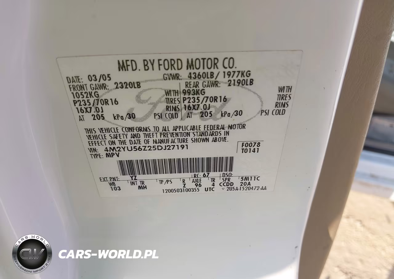 2005 Mercury Mariner Convenience VIN:4M2YU56Z25DJ27191 - 9