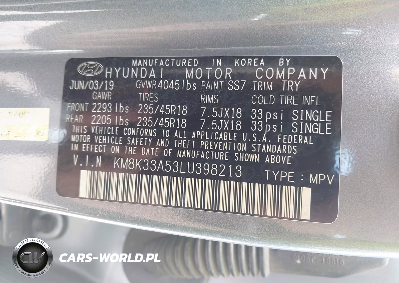 2020 Hyundai Kona Limited VIN:KM8K33A53LU398213 - 9