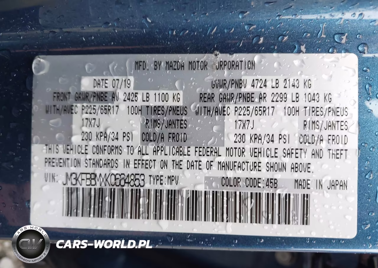 2019 Mazda Cx-5 Sport VIN:JM3KFBBMXK0664853 - 9