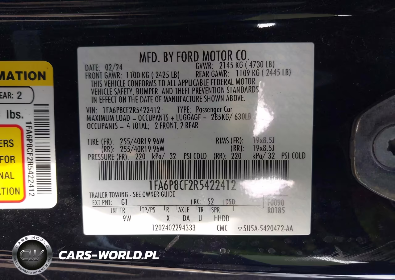2024 Ford Mustang Gt Premium Fastback VIN:1FA6P8CF2R5422412 - 9