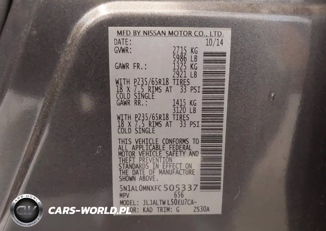 2015 Infiniti Qx60 VIN:5N1AL0MNXFC505337 - 9