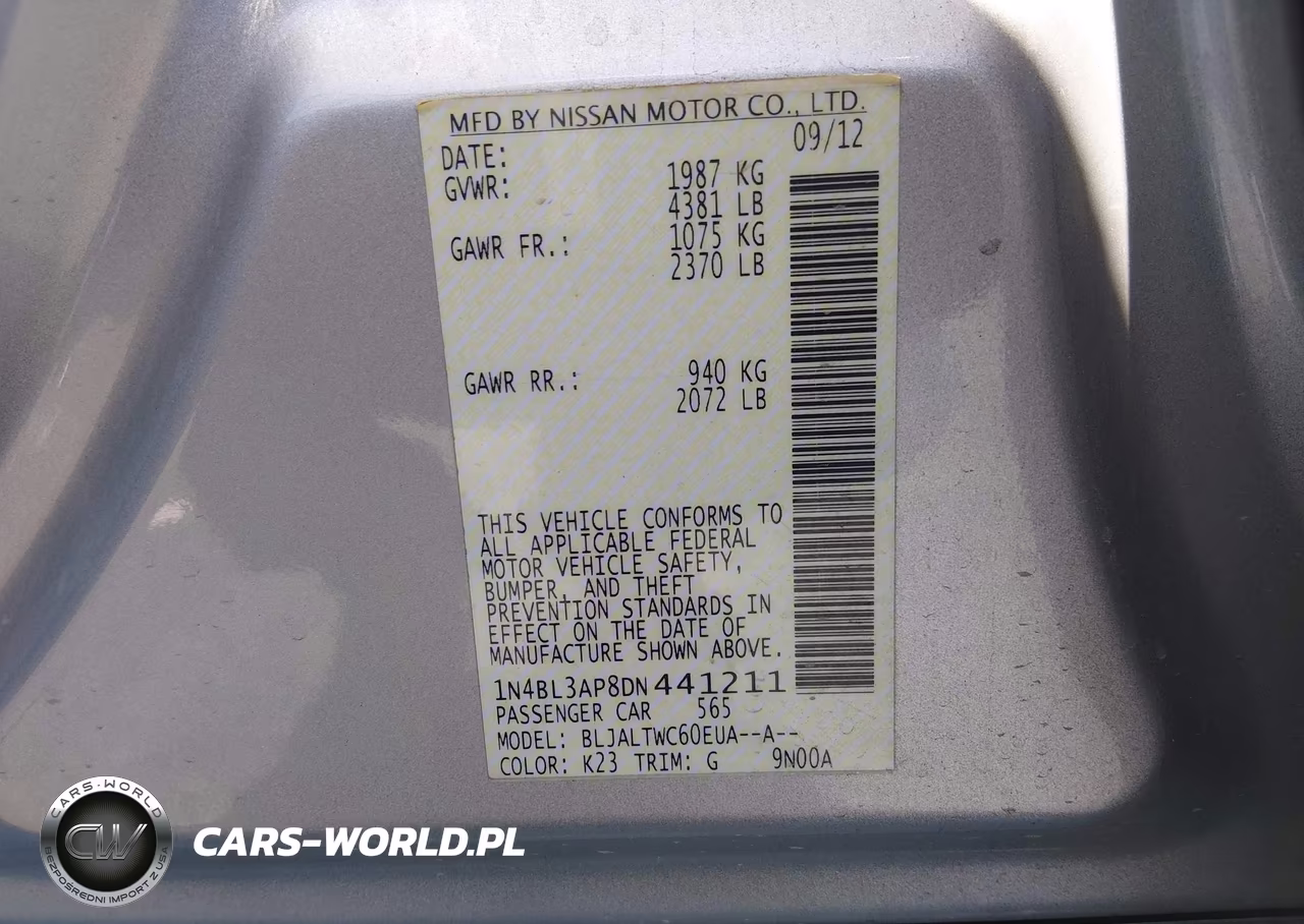 2013 Nissan Altima 3.5 Sv VIN:1N4BL3AP8DN441211 - 9