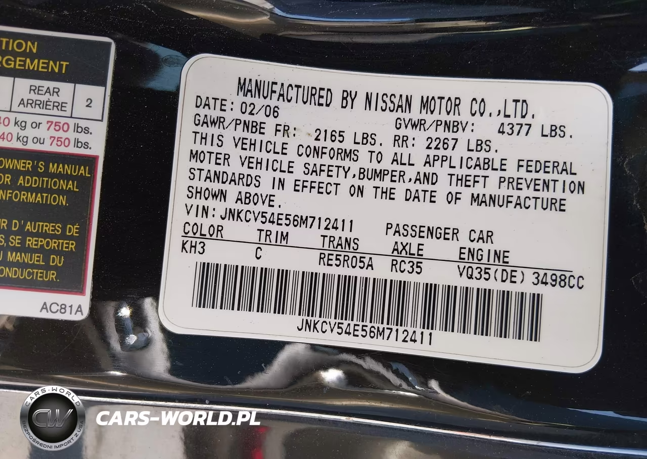 2006 Infiniti G35 VIN:JNKCV54E56M712411 - 9