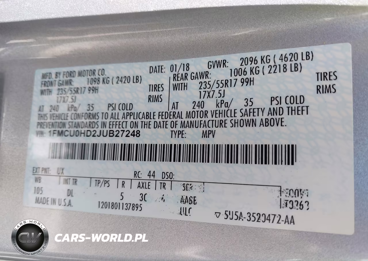 2018 Ford Escape Sel VIN:1FMCU0HD2JUB27248 - 9