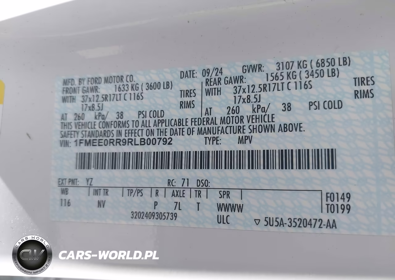 2024 Ford Bronco Raptor VIN:1FMEE0RR9RLB00792 - 9