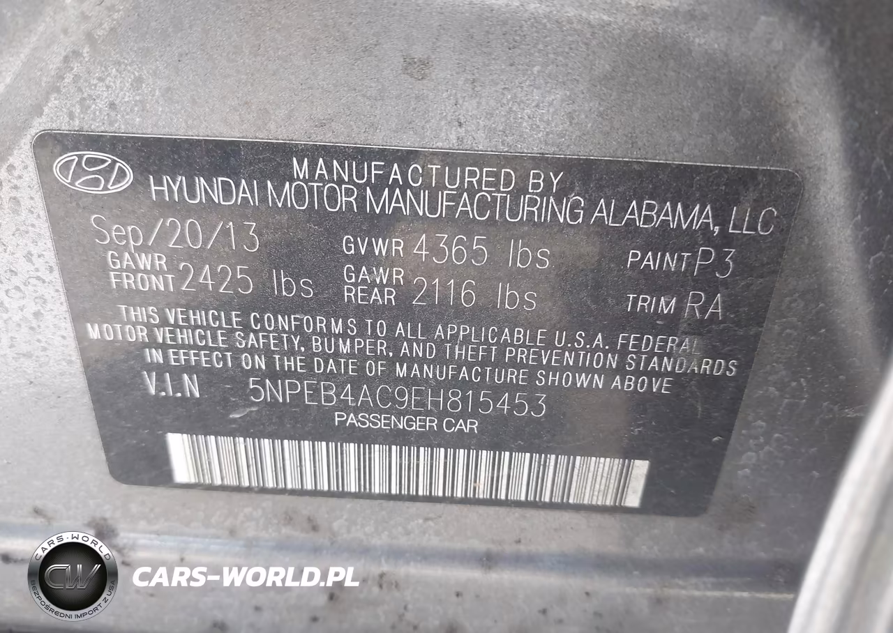 2014 Hyundai Sonata Gls VIN:5NPEB4AC9EH815453 - 9