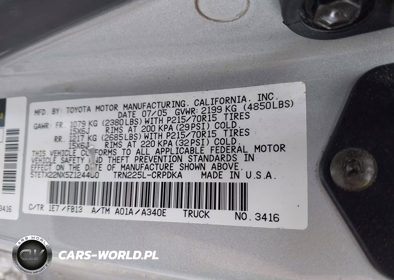 2005 Toyota Tacoma VIN:5TETX22NX5Z124460 - 9