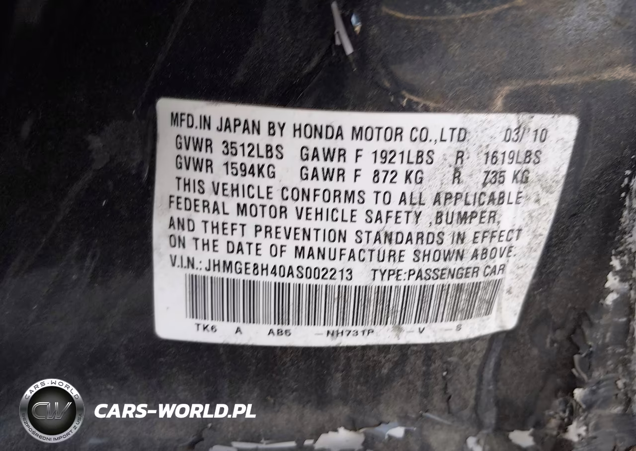 2010 Honda Fit Sport VIN:JHMGE8H40AS002213 - 9