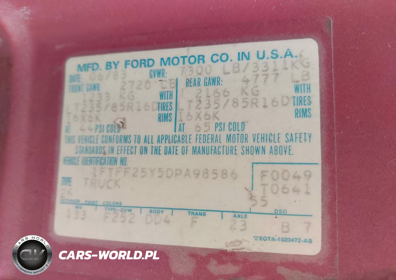 1983 Ford F250 VIN:1FTFF25Y5DPA98586 - 9