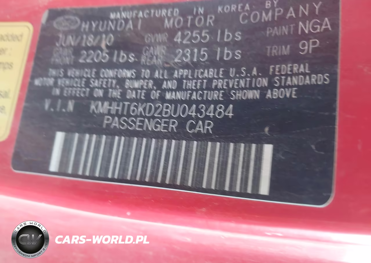 2011 Hyundai Genesis 2.0T Premium VIN:KMHHT6KD2BU043484 - 9