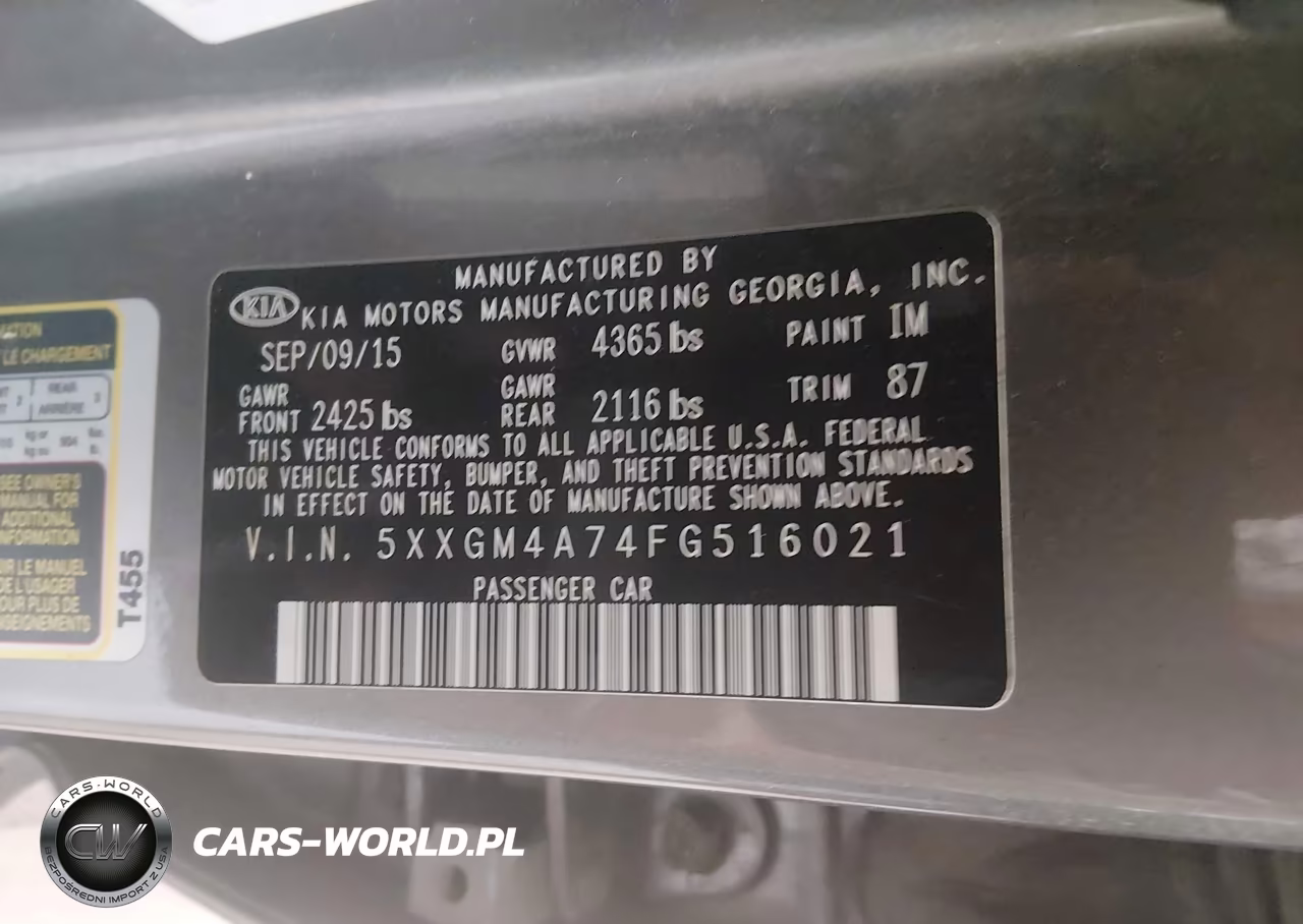 2015 Kia Optima Lx VIN:5XXGM4A74FG516021 - 9