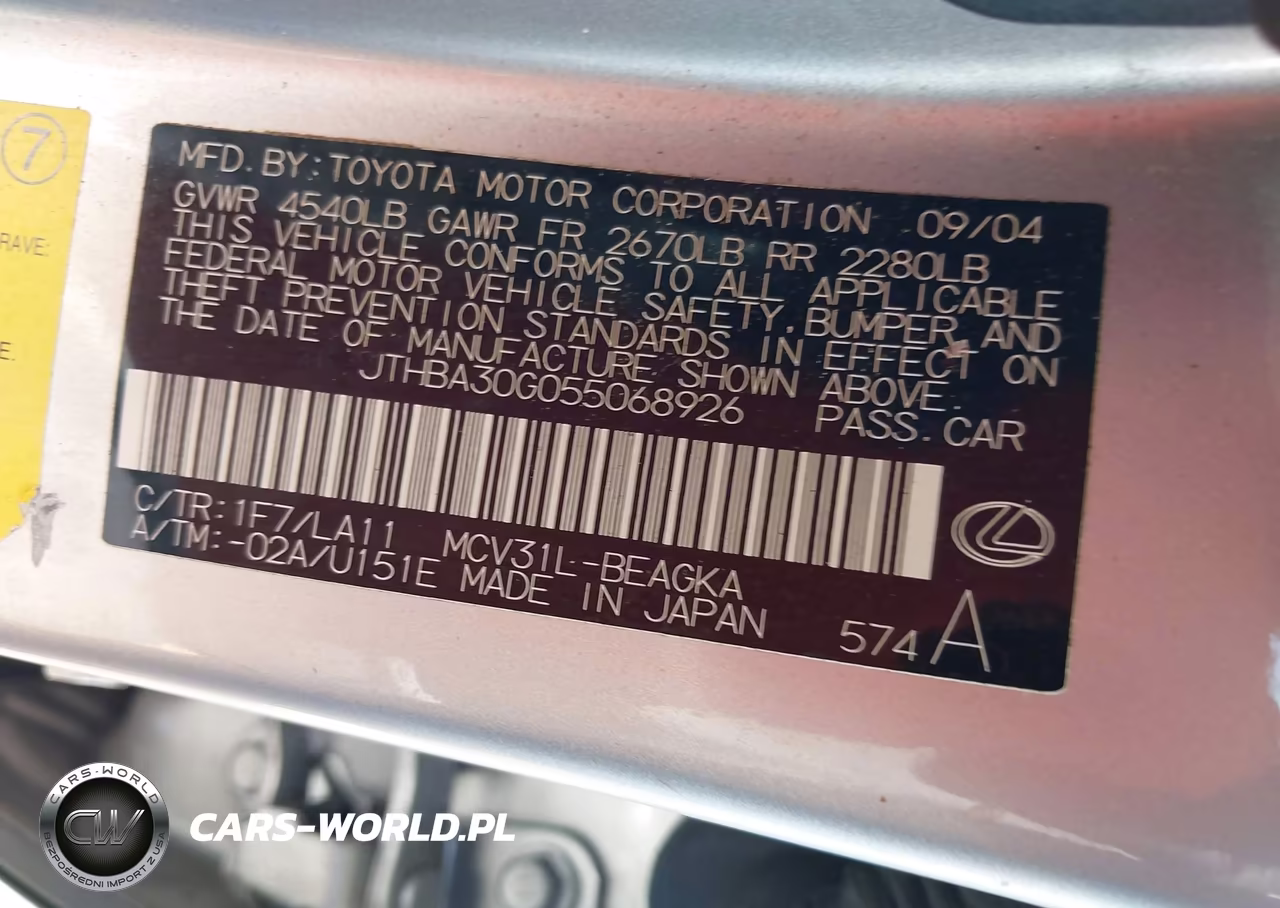 2005 Lexus Es 330 VIN:JTHBA30G055068926 - 9