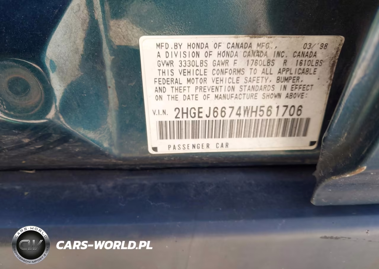 1998 Honda Civic Lx VIN:2HGEJ6674WH561706 - 9