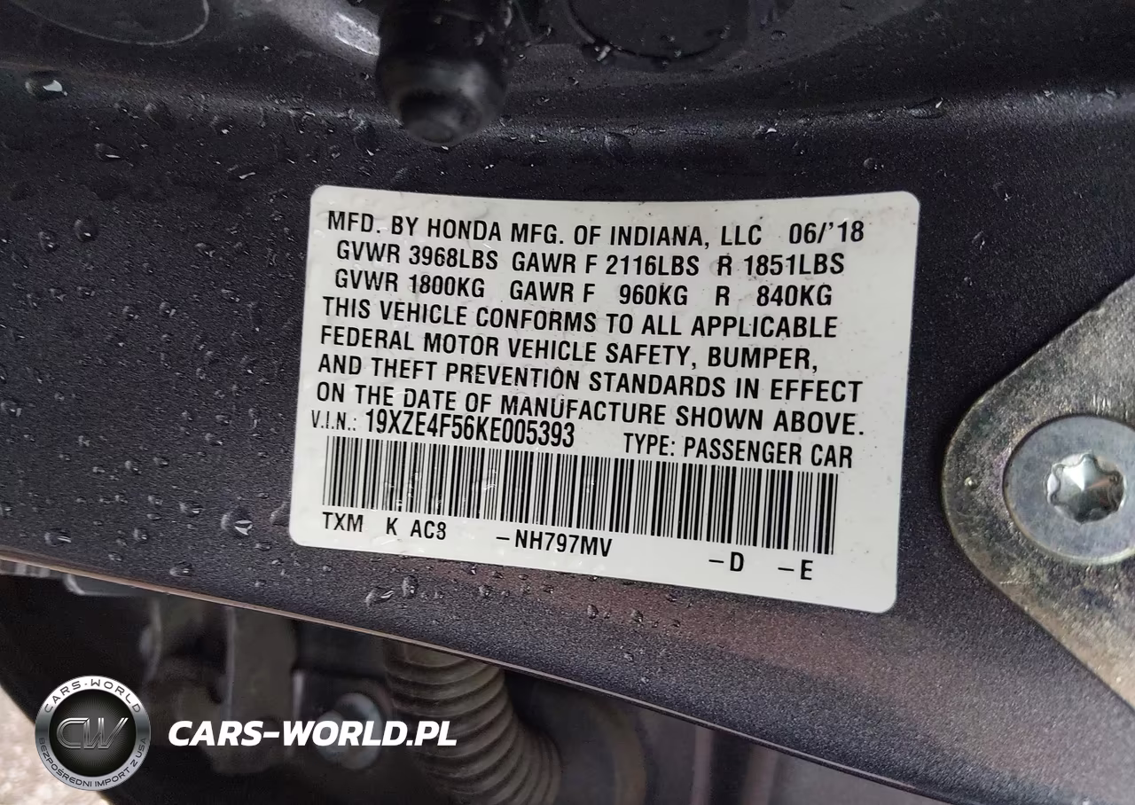 2019 Honda Insight Ex VIN:19XZE4F56KE005393 - 9