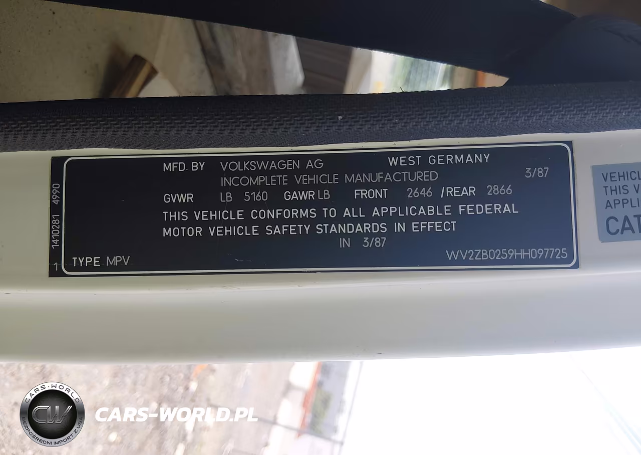 1987 Volkswagen Vanagon Campmobile VIN:WV2ZB0259HH097725 - 9