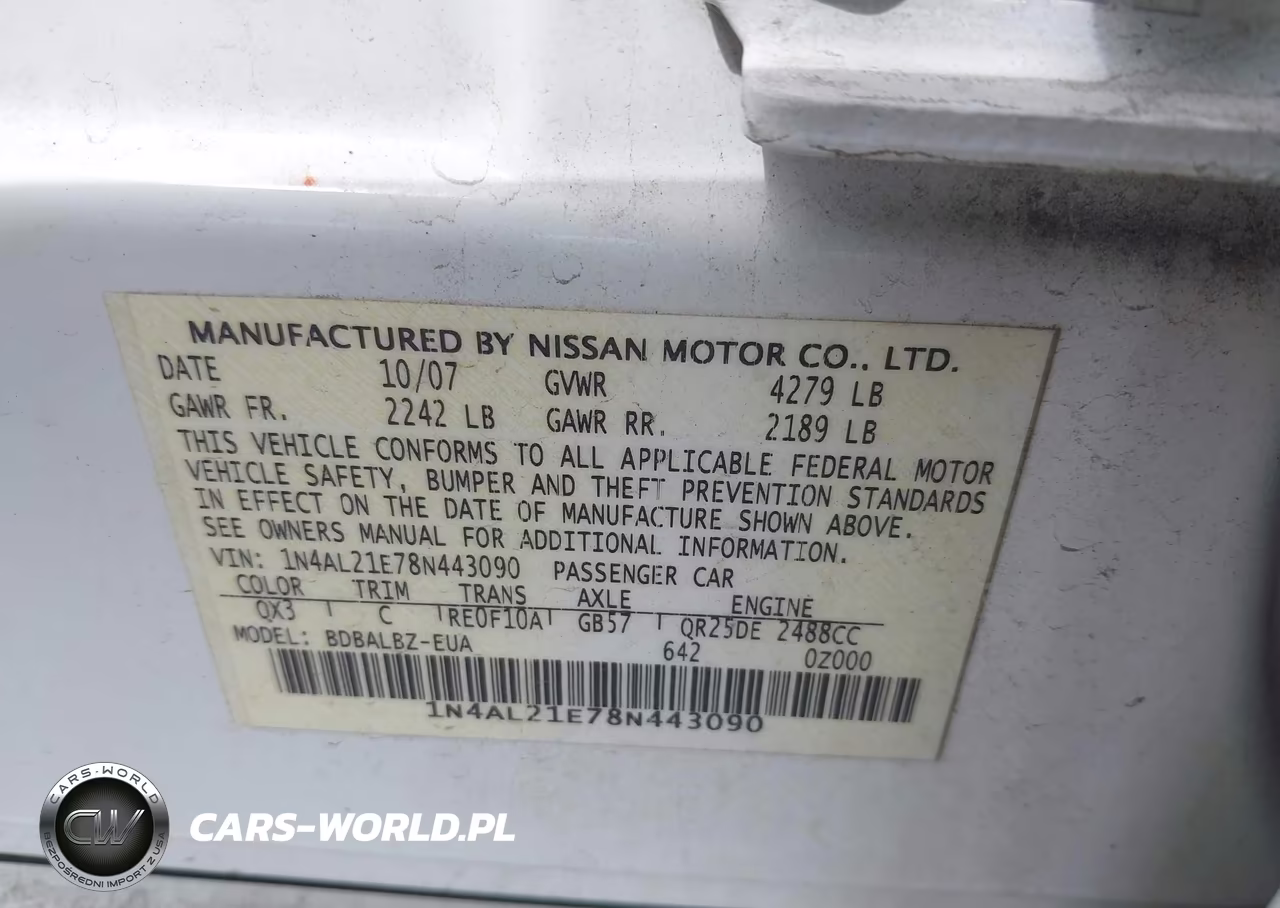 2008 Nissan Altima 2.5 Sl VIN:1N4AL21E78N443090 - 9