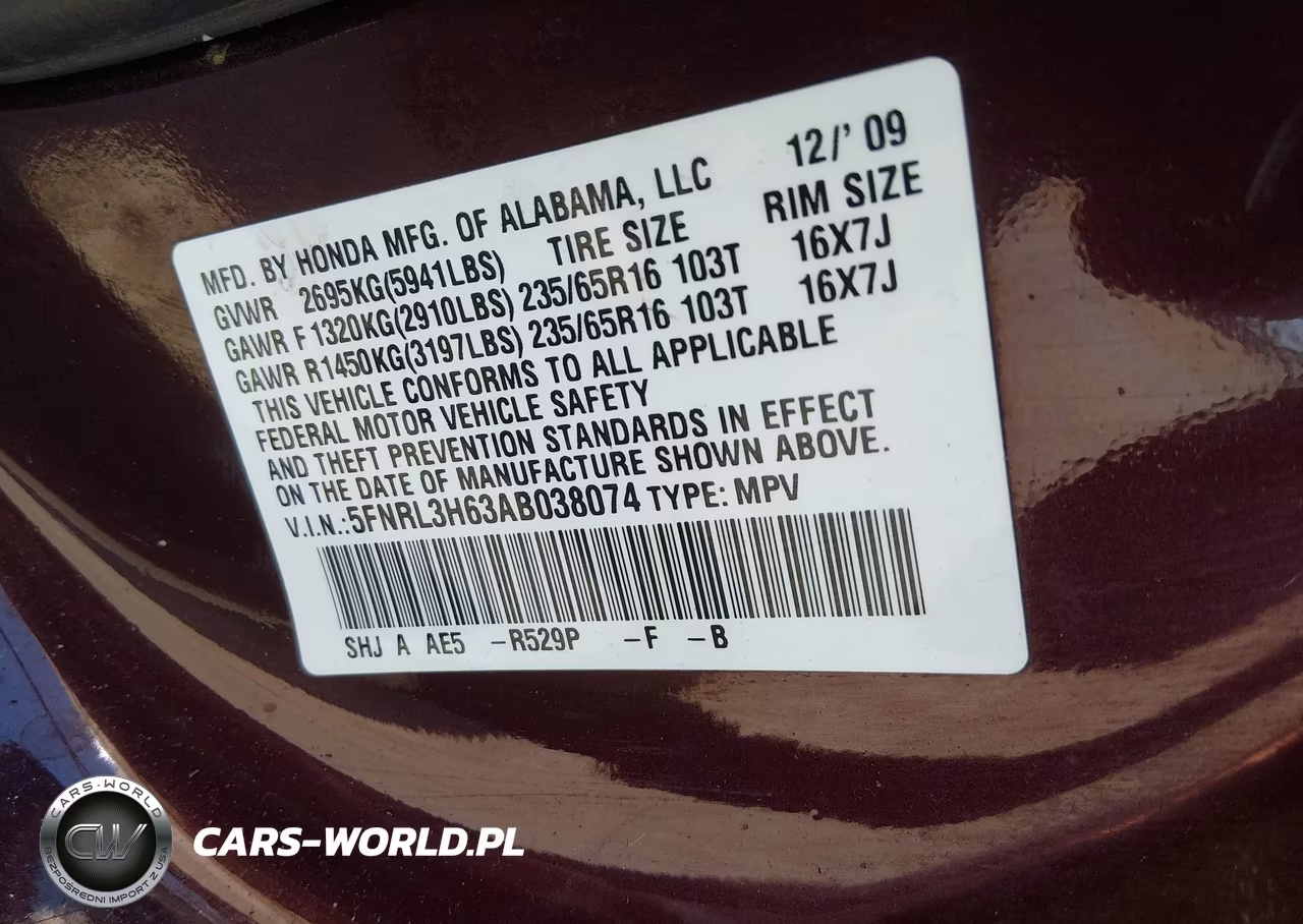 2010 Honda Odyssey Ex-L VIN:5FNRL3H63AB038074 - 9