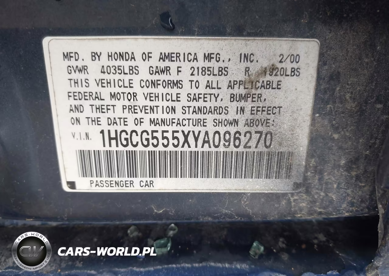 2000 Honda Accord 2.3 Ex VIN:1HGCG555XYA096270 - 9