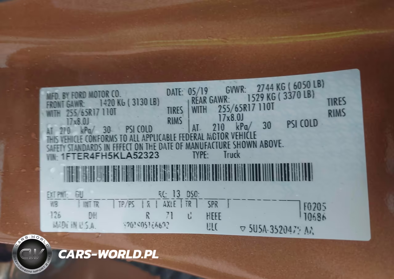2019 Ford Ranger Lariat VIN:1FTER4FH5KLA52323 - 9