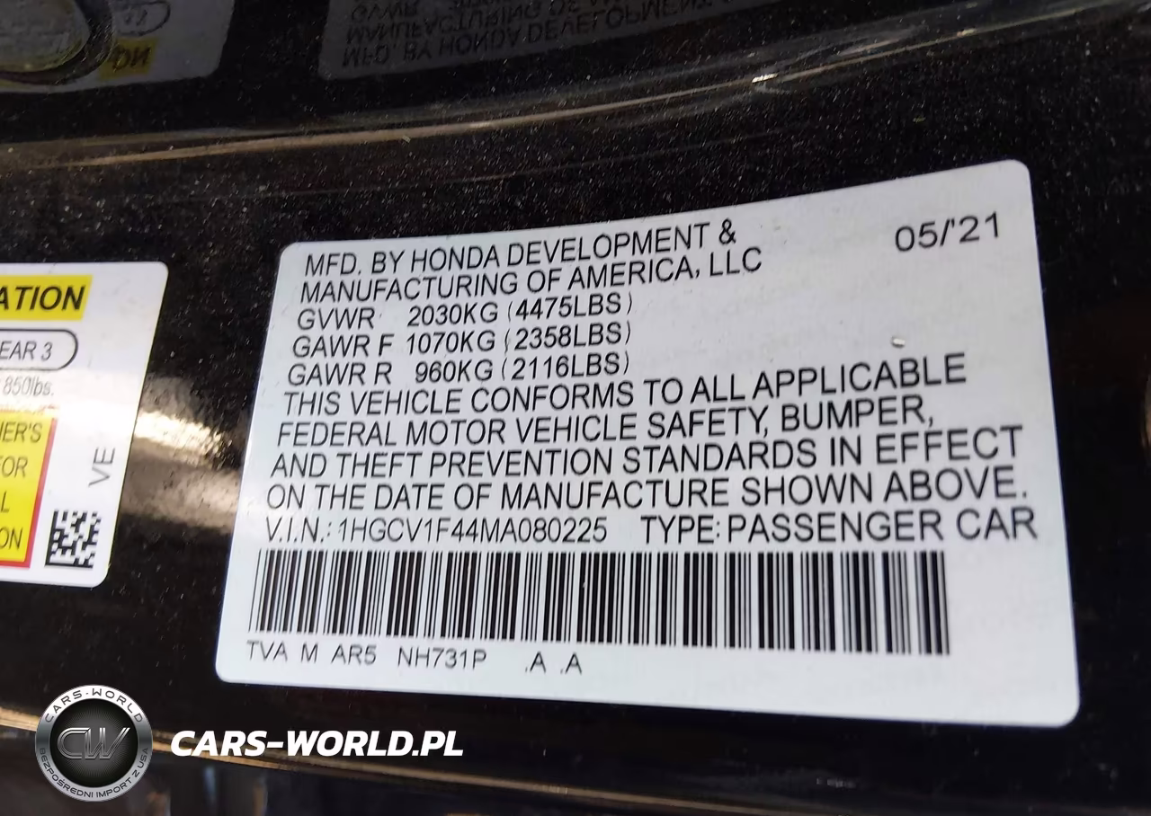 2021 Honda Accord Sport Special Edition VIN:1HGCV1F44MA080225 - 9
