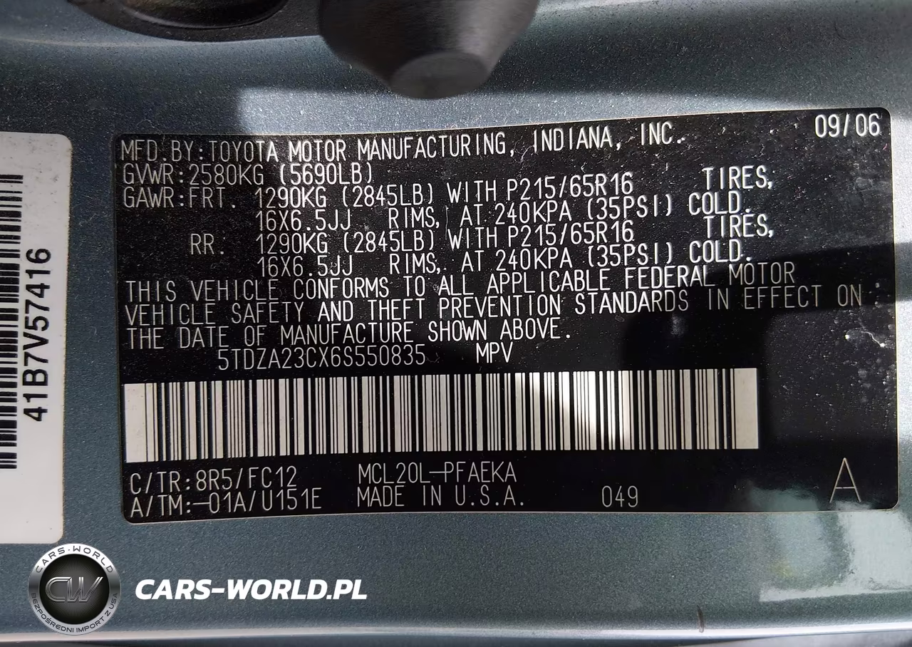 2006 Toyota Sienna Le VIN:5TDZA23CX6S550835 - 9