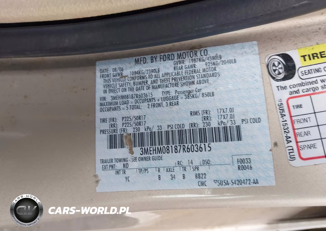 2007 Mercury Milan Premier VIN:3MEHM08187R603615 - 9