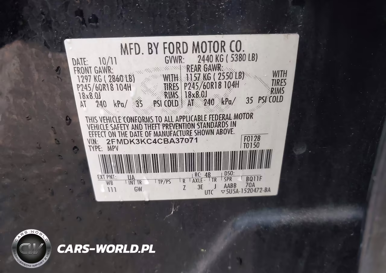 2012 Ford Edge Limited VIN:2FMDK3KC4CBA37071 - 9