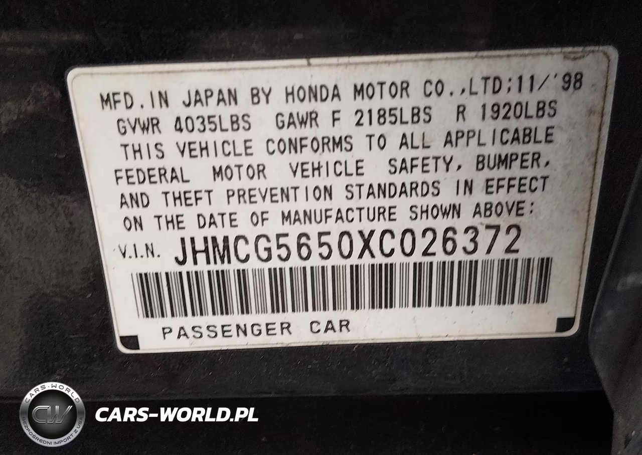 1999 Honda Accord Ex VIN:JHMCG5650XC026372 - 9