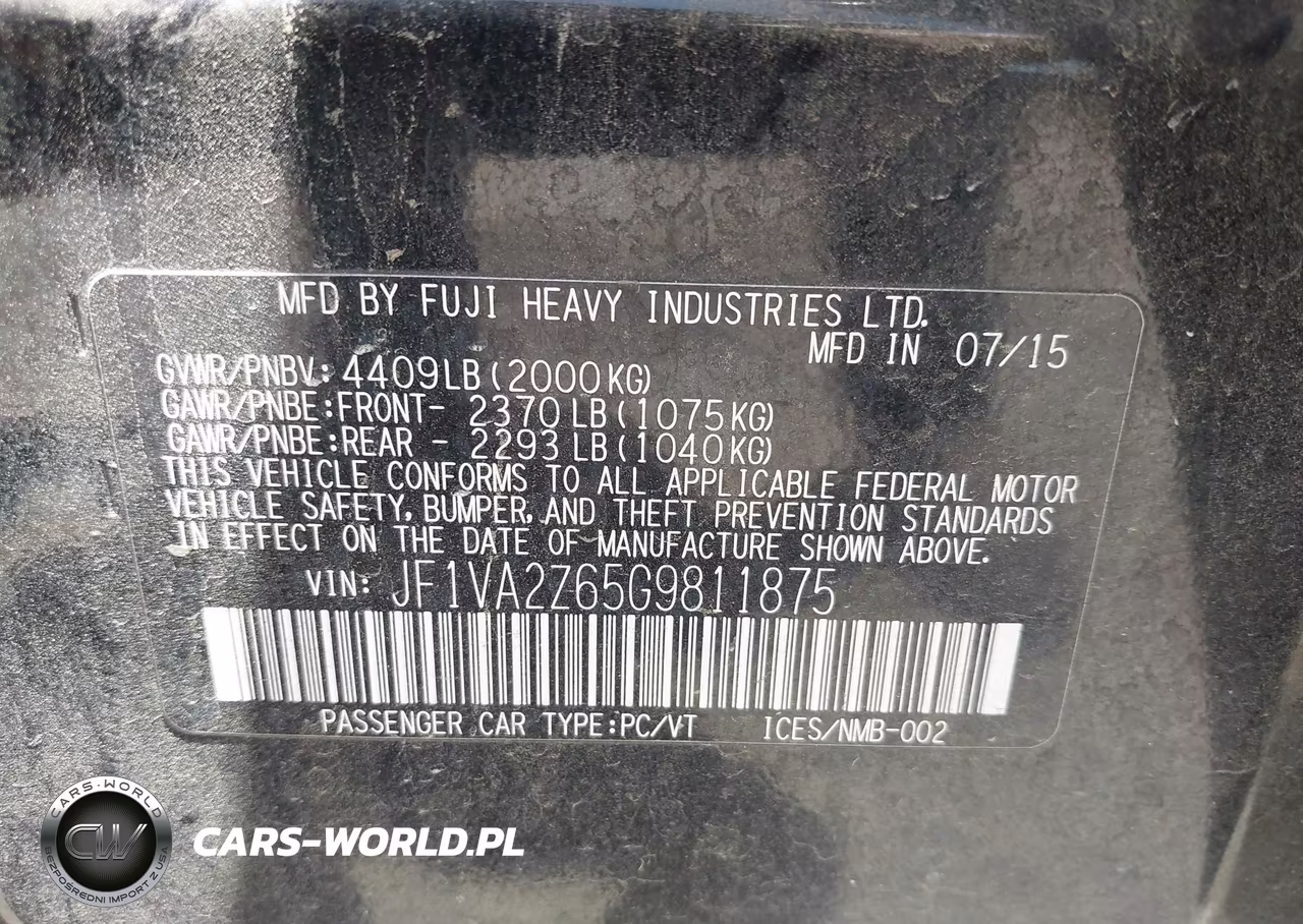 2016 Subaru Wrx Sti Limited VIN:JF1VA2Z65G9811875 - 9