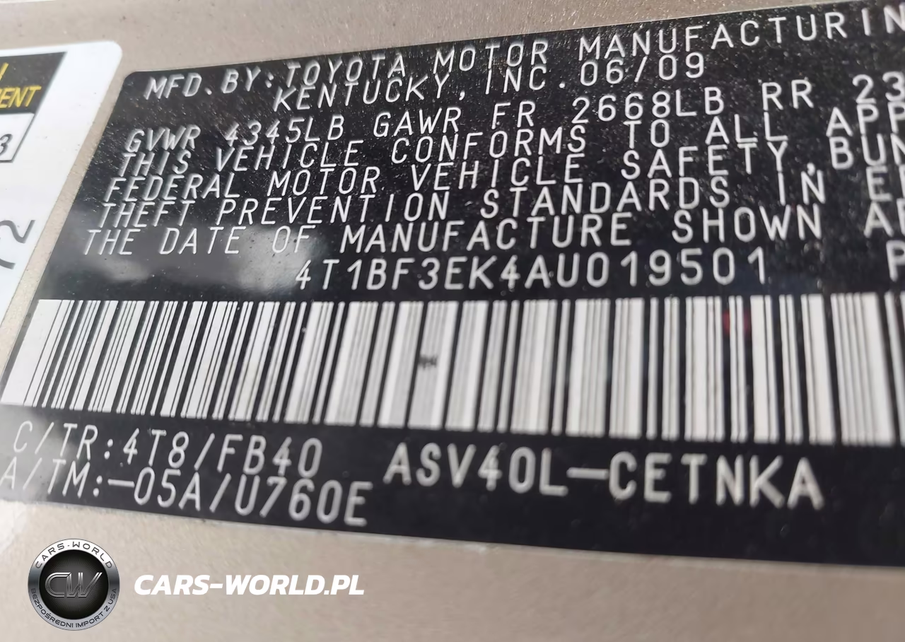 2010 Toyota Camry Le VIN:4T1BF3EK4AU019501 - 9