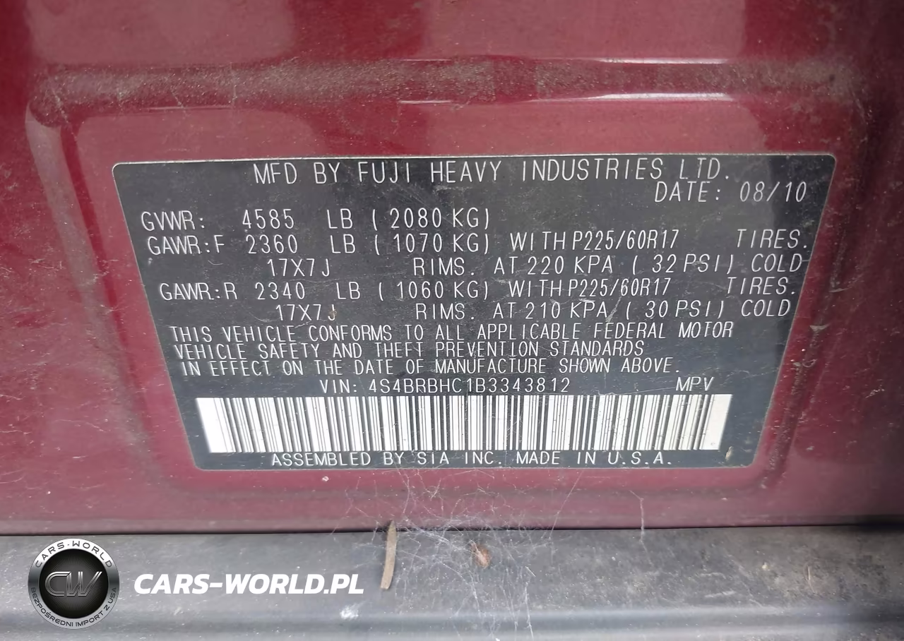 2011 Subaru Outback 2.5I Premium VIN:4S4BRBHC1B3343812 - 9