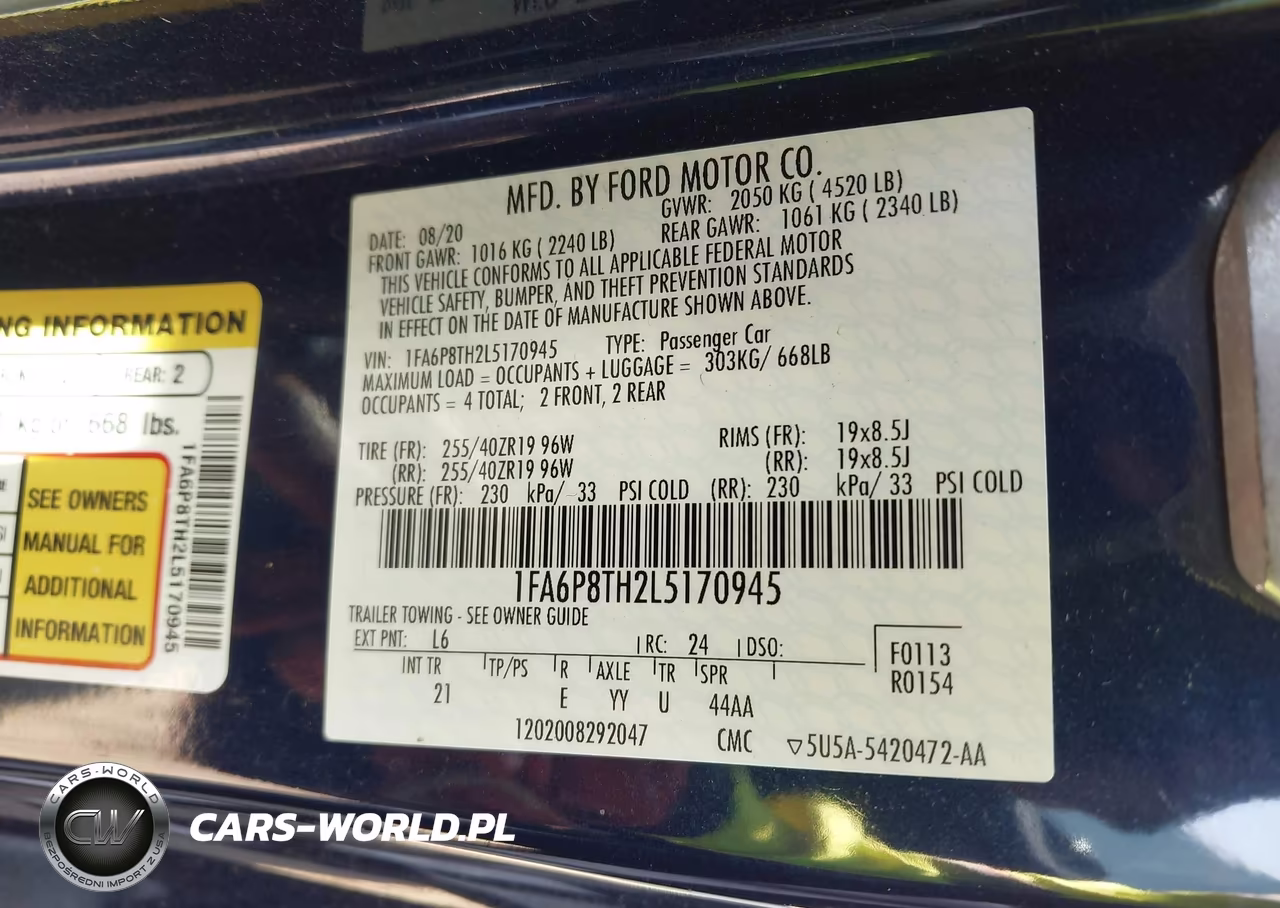 2020 Ford Mustang Ecoboost Fastback VIN:1FA6P8TH2L5170945 - 9