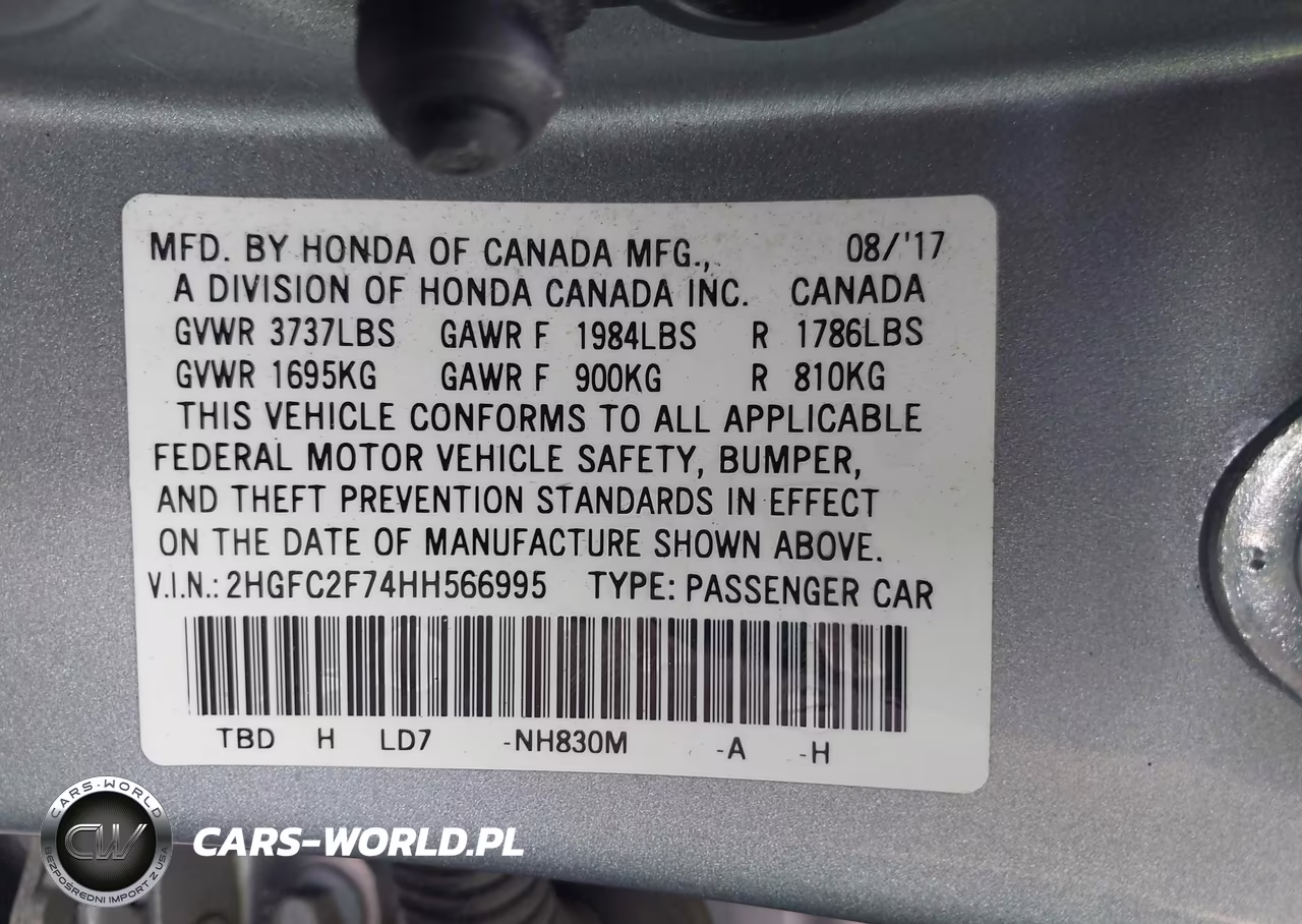2017 Honda Civic Ex VIN:2HGFC2F74HH566995 - 9