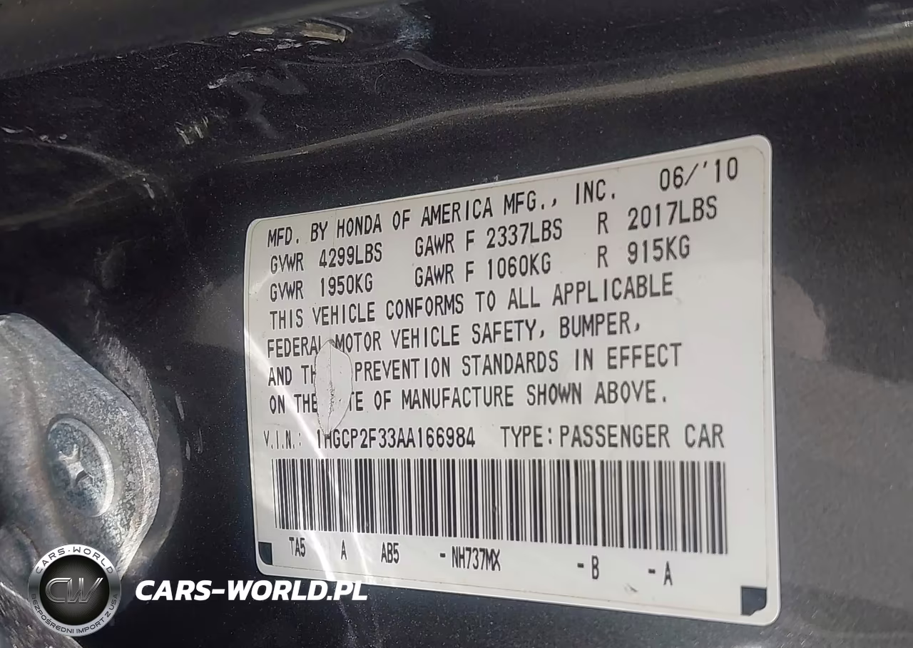 2010 Honda Accord 2.4 Lx VIN:1HGCP2F33AA166984 - 9