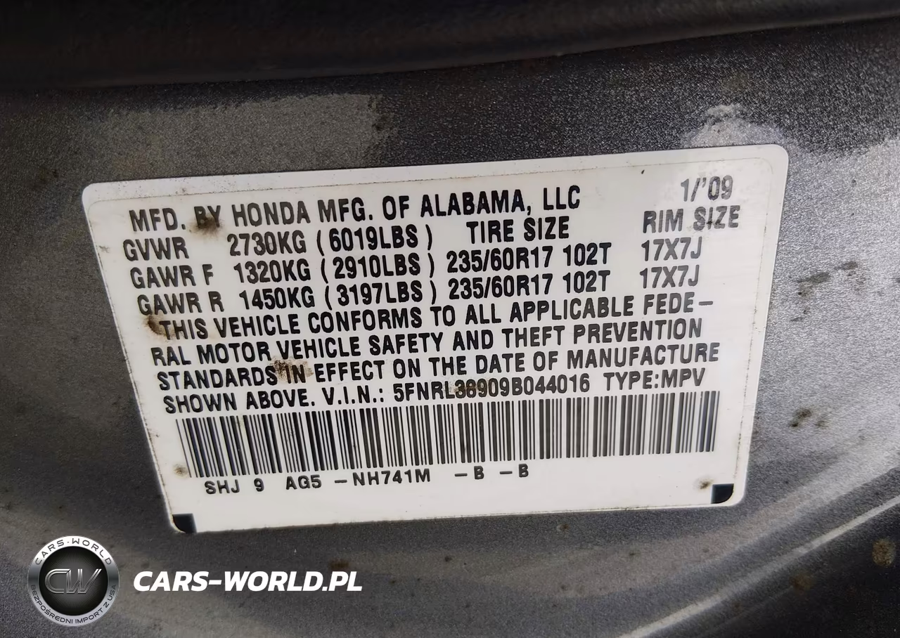 2009 Honda Odyssey Touring VIN:5FNRL38909B044016 - 9