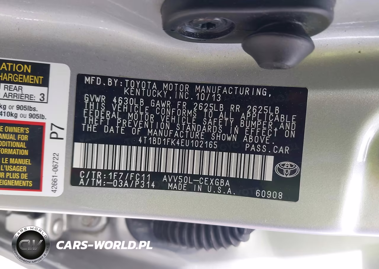 2014 Toyota Camry Hybrid Xle VIN:4T1BD1FK4EU102165 - 9