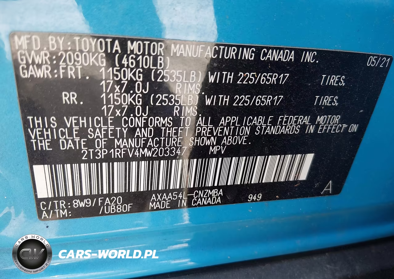 2021 Toyota Rav4 Xle VIN:2T3P1RFV4MW203347 - 9