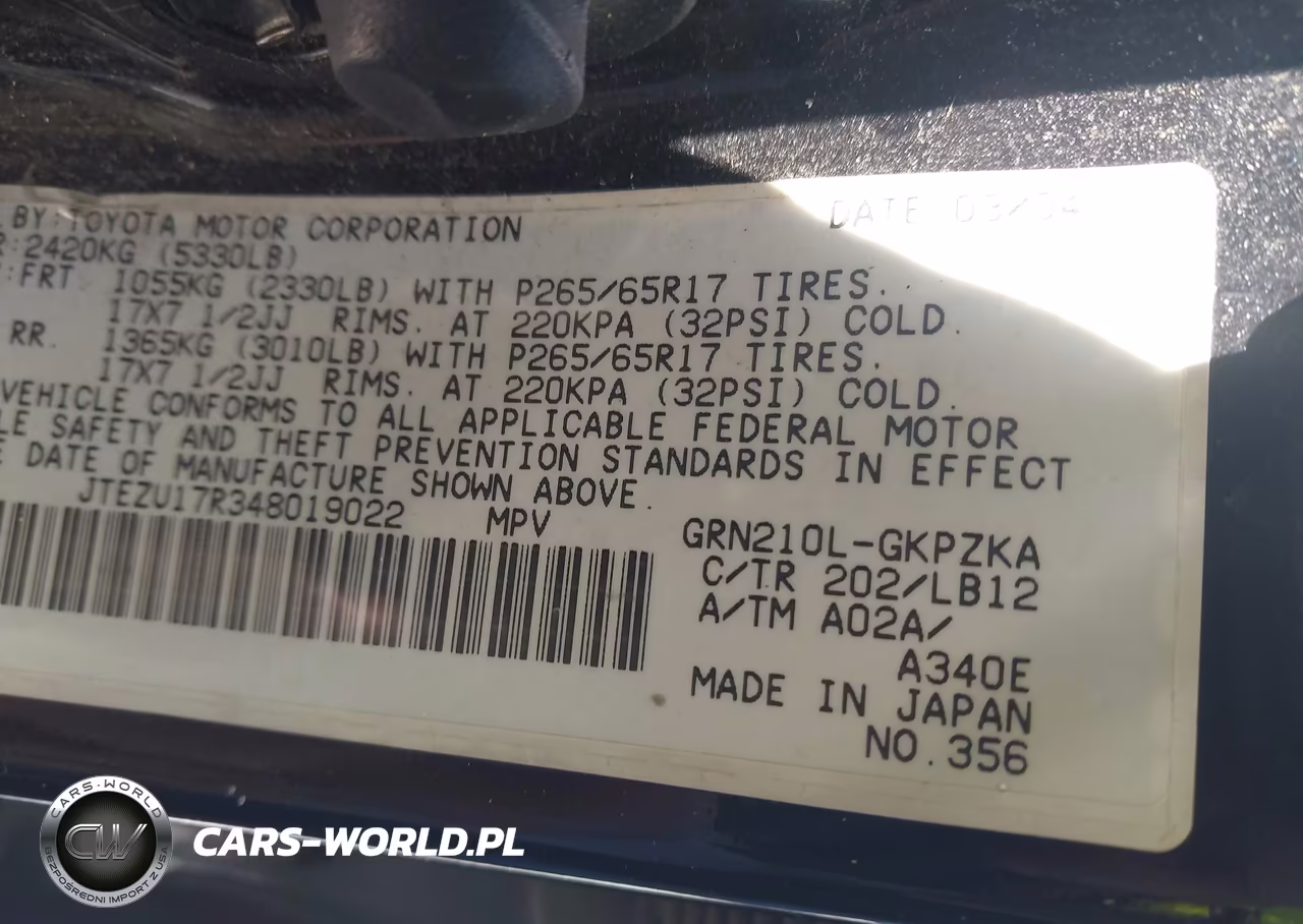 2004 Toyota 4Runner Limited V6 VIN:JTEZU17R348019022 - 9