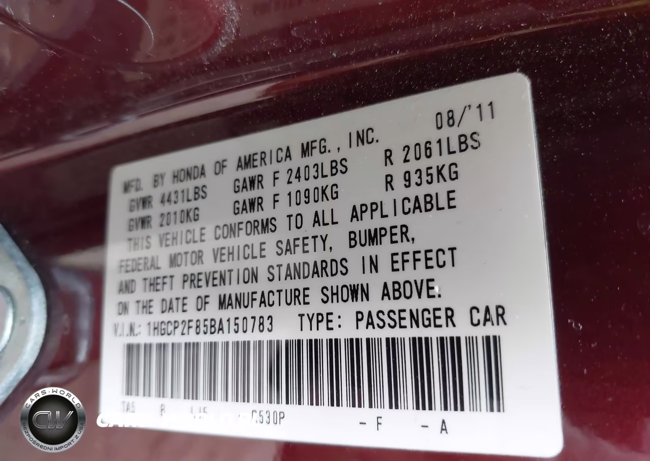 2011 Honda Accord 2.4 Ex-L VIN:1HGCP2F85BA150783 - 9