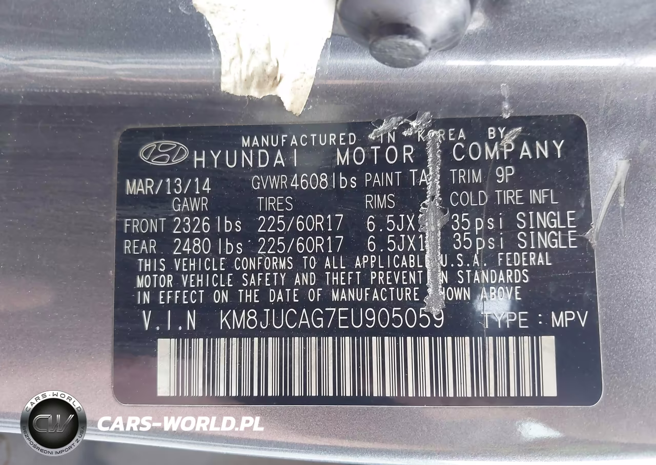 2014 Hyundai Tucson Se VIN:KM8JUCAG7EU905059 - 9