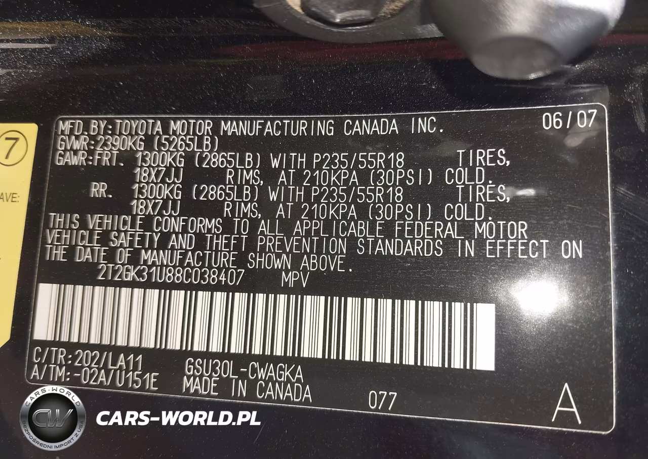 2008 Lexus Rx 350 VIN:2T2GK31U88C038407 - 9