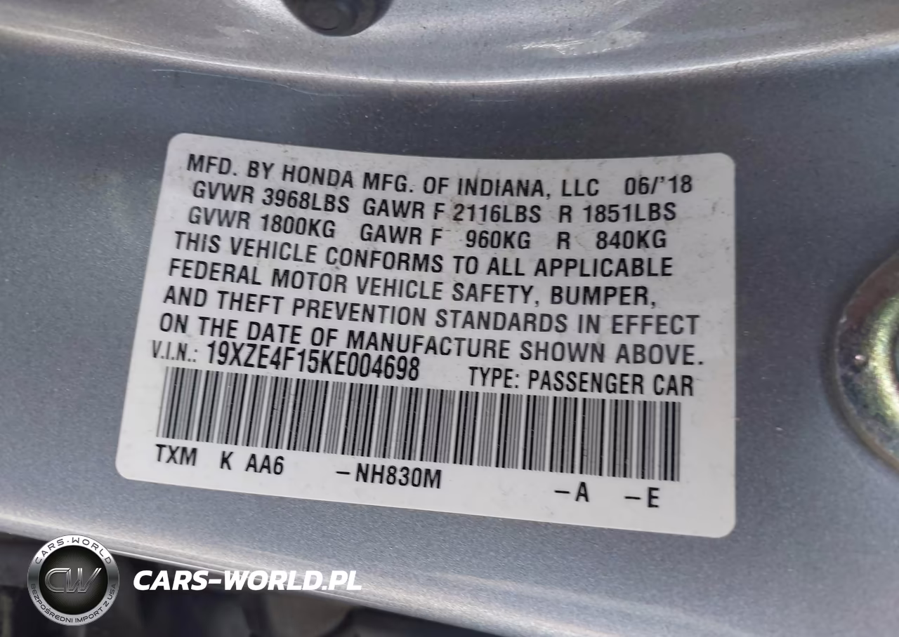 2019 Honda Insight Lx VIN:19XZE4F15KE004698 - 9