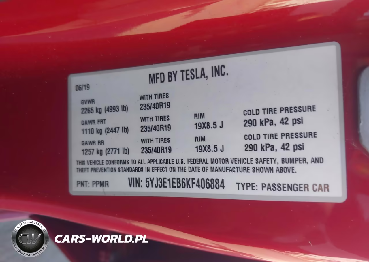 2019 Tesla Model 3 Long Range-Performance VIN:5YJ3E1EB6KF406884 - 9