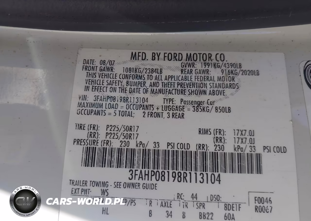 2008 Ford Fusion Sel VIN:3FAHP08198R113104 - 9